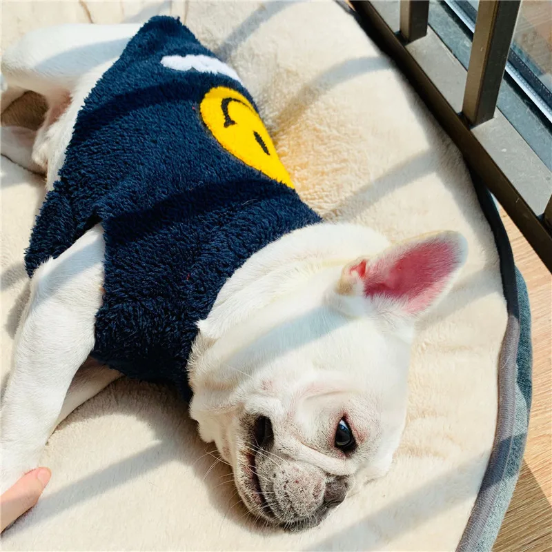 Флисовые Смешные наряды с улыбающимся лицом для собак бульдог кошек Мопсов Тедди