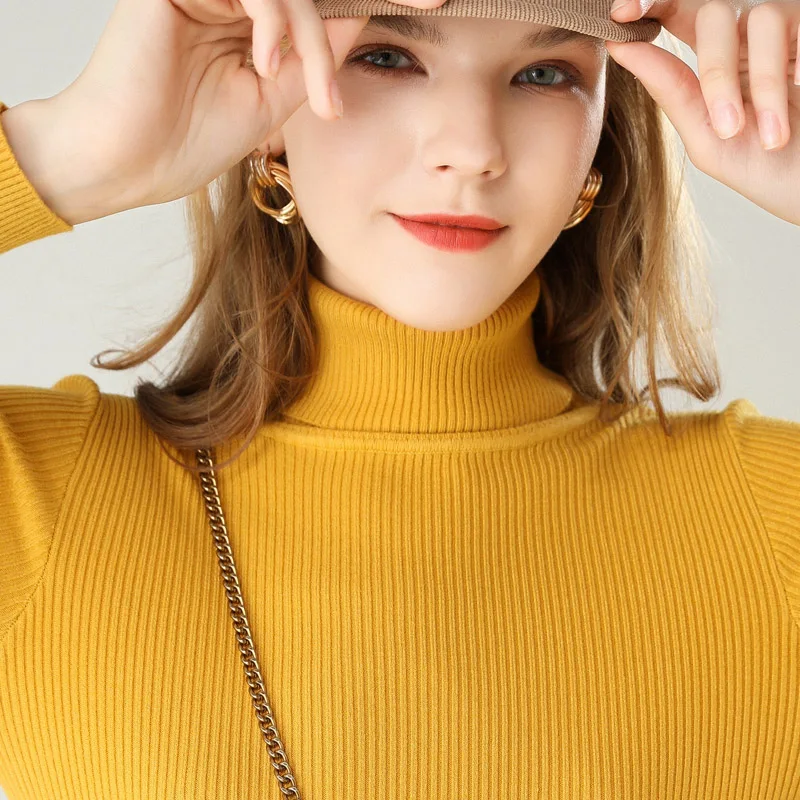 Vintage Turtleneck Female Sweater Winter Solid Warm Long Sleeve Casual Slim Knitted Pullover Women Knitting Tops | Женская одежда