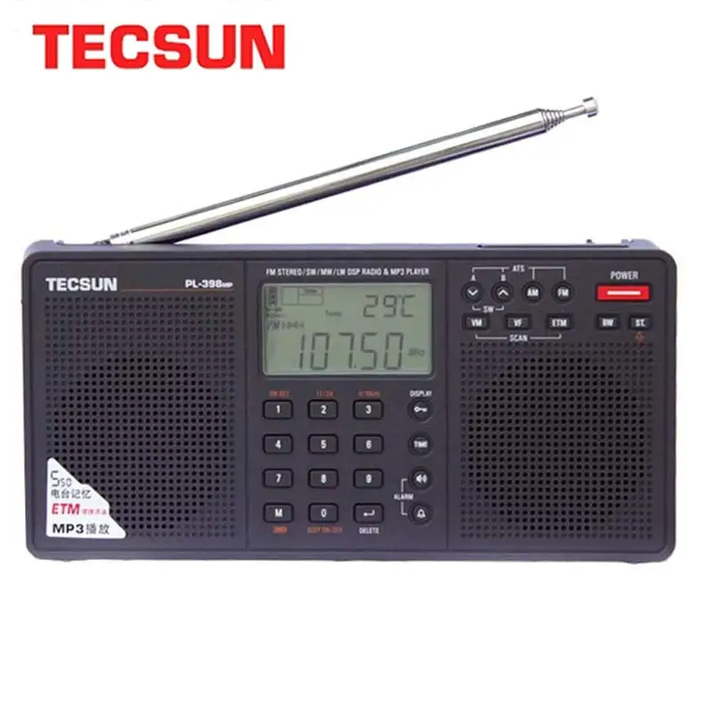 

Tecsun PL-398MP Portable Radio 2.2'' Full Band Digital Tuning Stereo FM/AM/SW Radio Receiver MP3 Player Internet Fm Radio