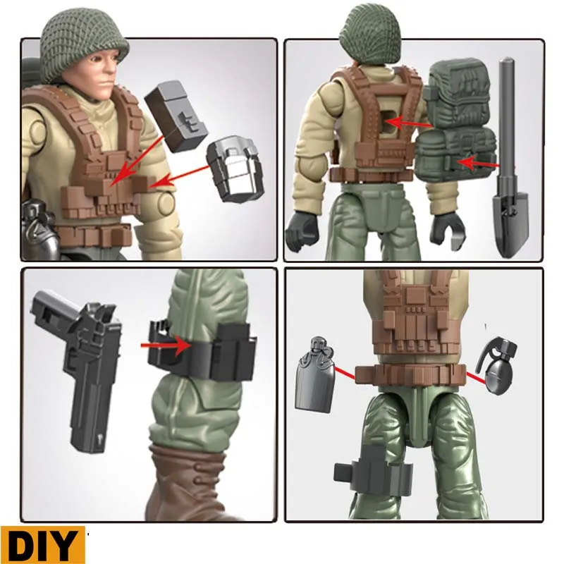 Военная серия спецназ полевое моделирование тренировочный солдат DIY модель