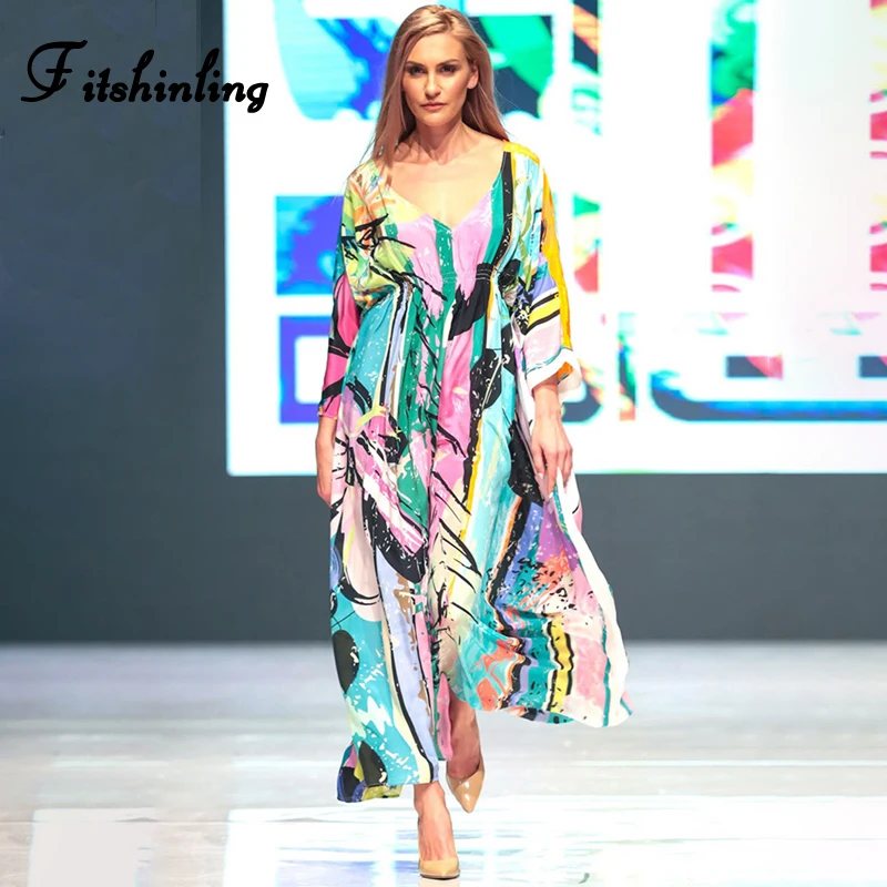 Женское пляжное платье с V образным вырезом и рукавом летучая мышь|Женские