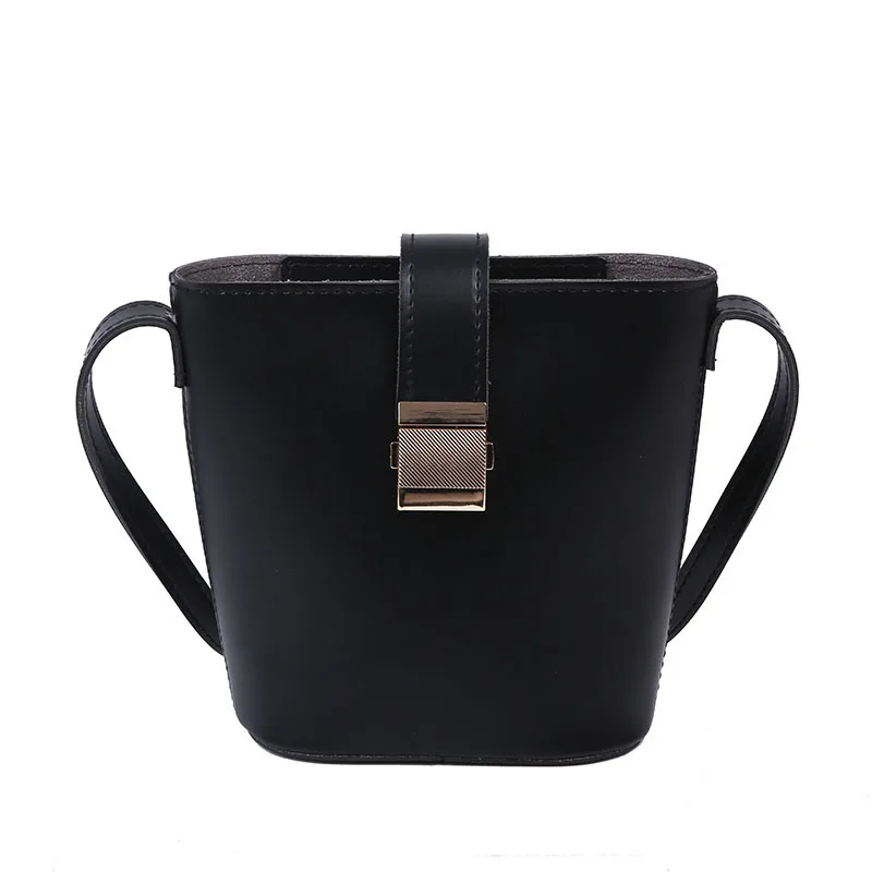 

New Retro Bucket Bag Women Shoulder Messenger Bags Capacity Casual Ladies Handbag Quality Fashion Solid PU Purse Student Bag