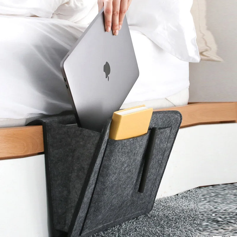 

Felt Hanging Bag Bedside Creative Storage Solid Color Household Books Glasses Remote Control Bedroom Simple Style Storage Bag