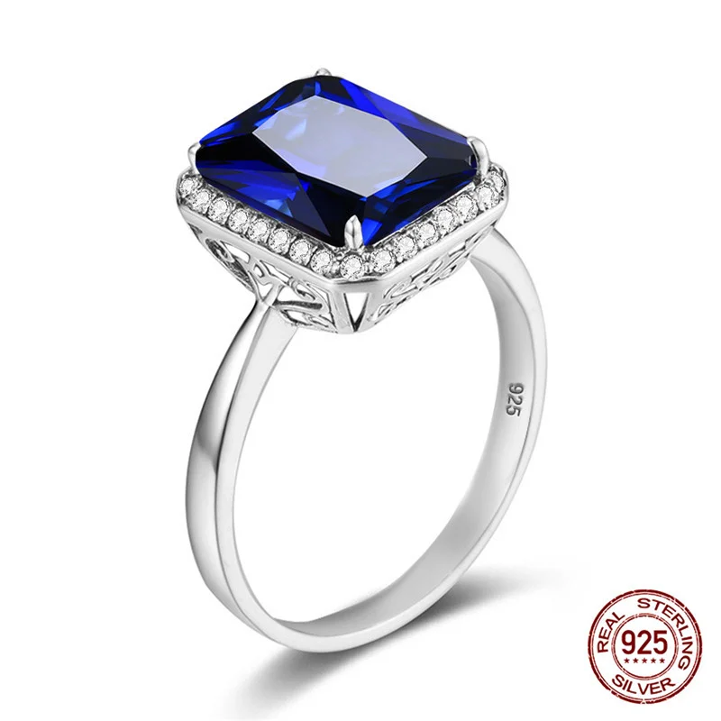 

Кольцо женское прямоугольное из серебра 925 пробы с сапфиром