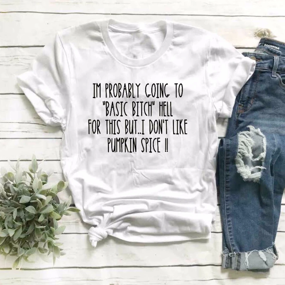 Базовая женская футболка с изображением черной хеллы sh * rt I hate тыквой и специями