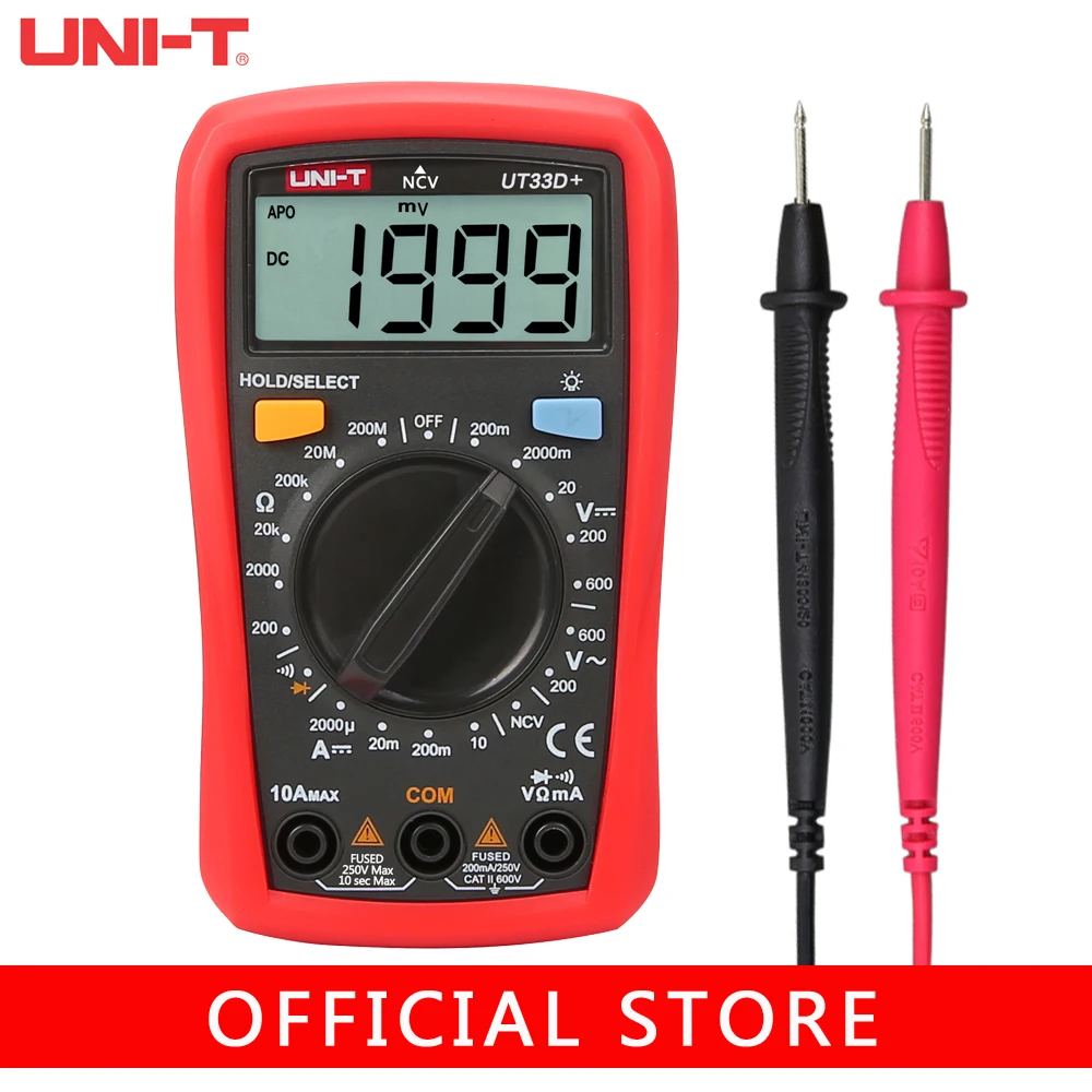 

UNI-T UT33A+ UT33B+ UT33C+ UT33D+ Palm Size Digital Multimeter Handheld AC DC Voltage Ohmmeter Tester