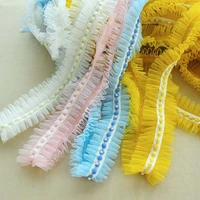 5meters 7cm wide 3d pleated lace mesh lace ribbon handmade beaded ruffle trim diy curtain garment dress sewing supplies 4colors