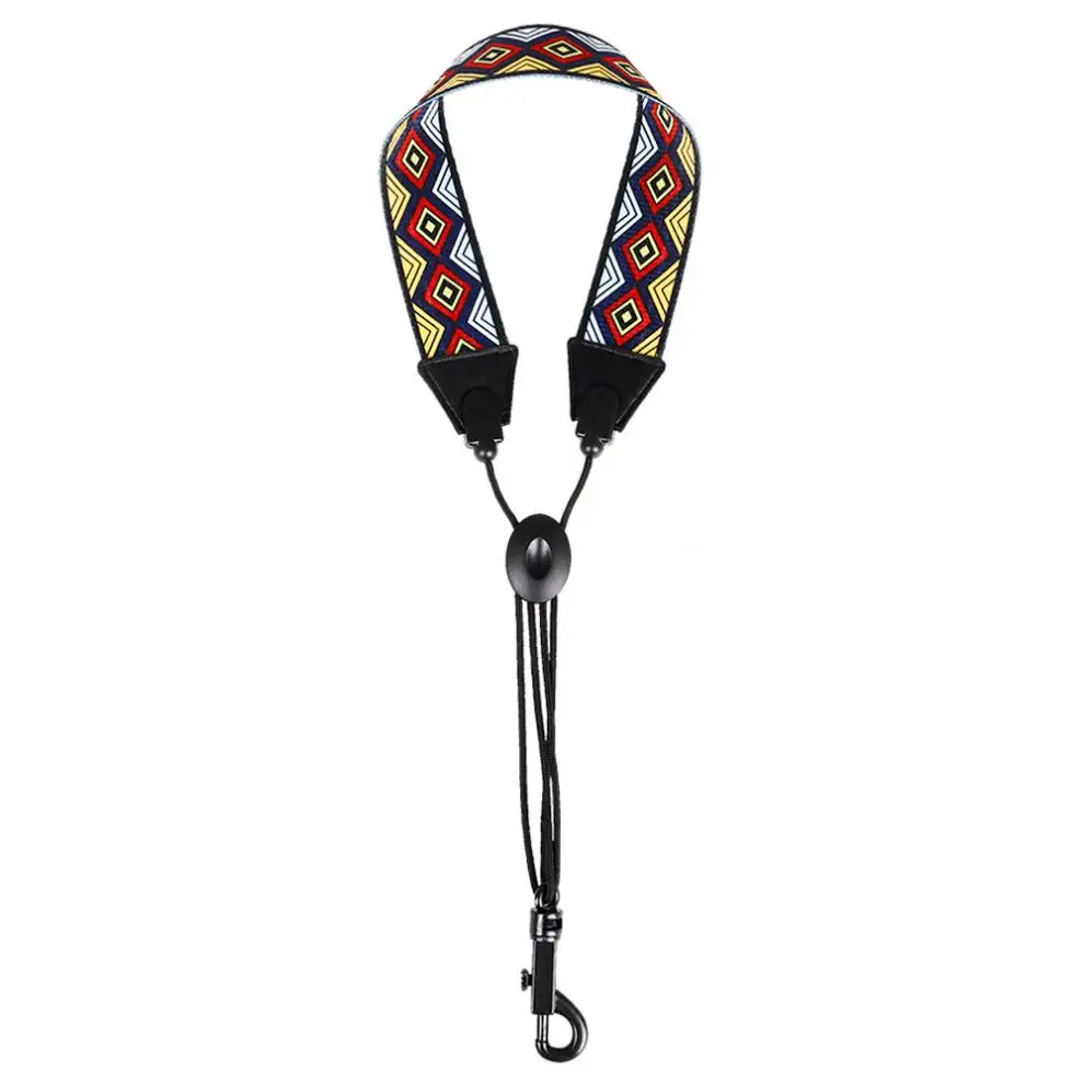 Черный острый бриллиантовый узор полиэстер для саксофона шею ремешок красочный