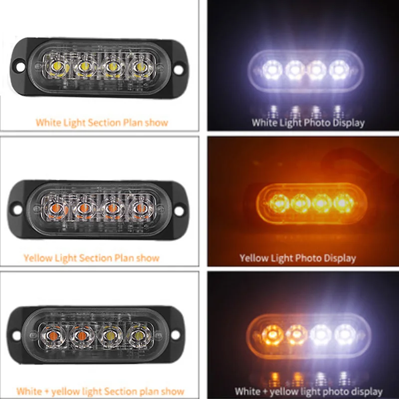 Белый/желтый свет грузовик/Грузовик 12 24 в боковой тонкий 4 светодиода