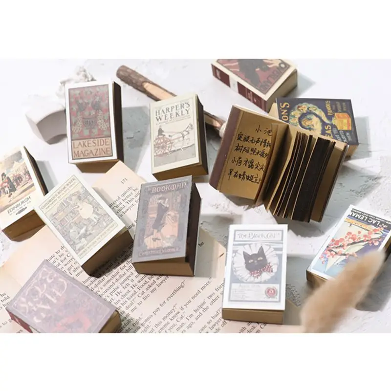 

122 Sheet Mini Memo Pad Retro Matchbox Style Notebook Notepad School Stationery R66F