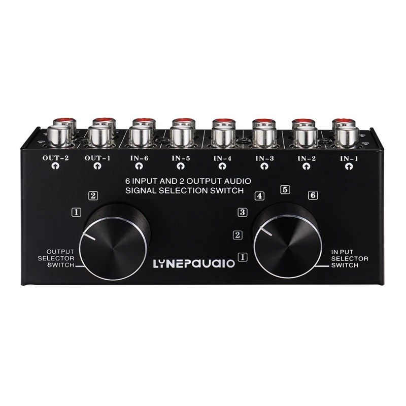 

Switcher 6 in 2 Out or 2 in 6 Out Headphone Speaker Switcher Stereo Sound Source Signal Selection Switcher, Interface Adopts RCA