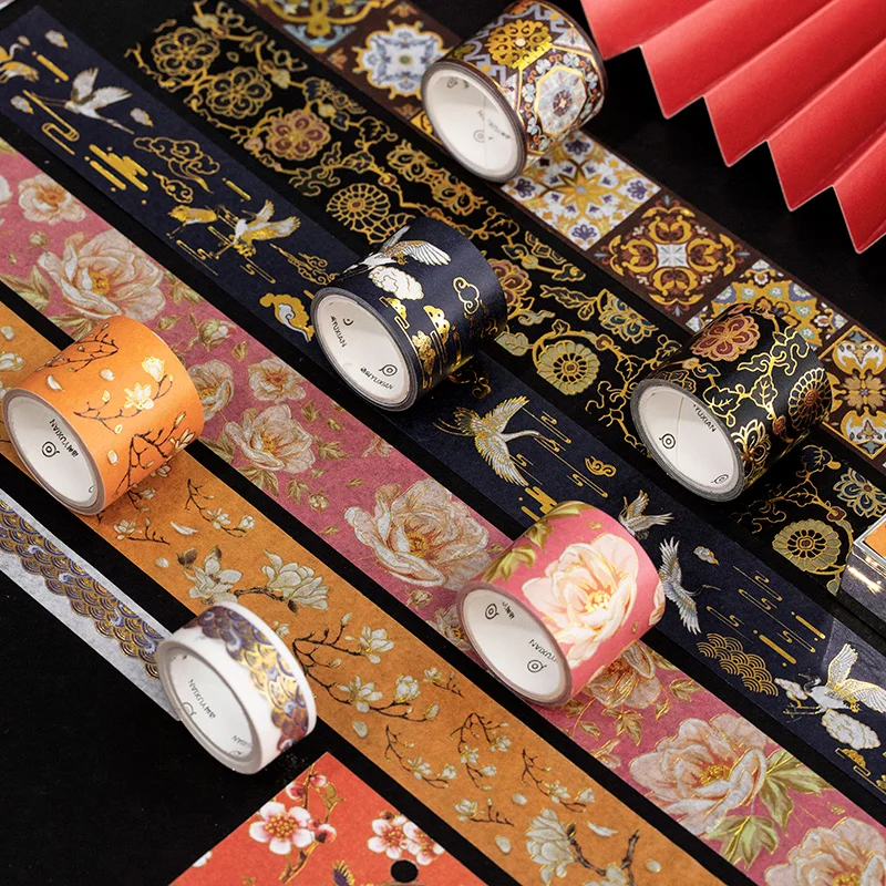 2 шт./лот Ретро божественный журавль золотой полый цвет Васи маскирующая лента