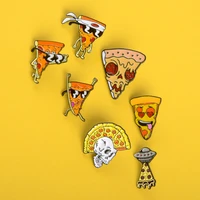 punk pizza cartoon lapel pin badges horror and cool skull ufo enamel pins and brooches creative denim bag jewelry for women men