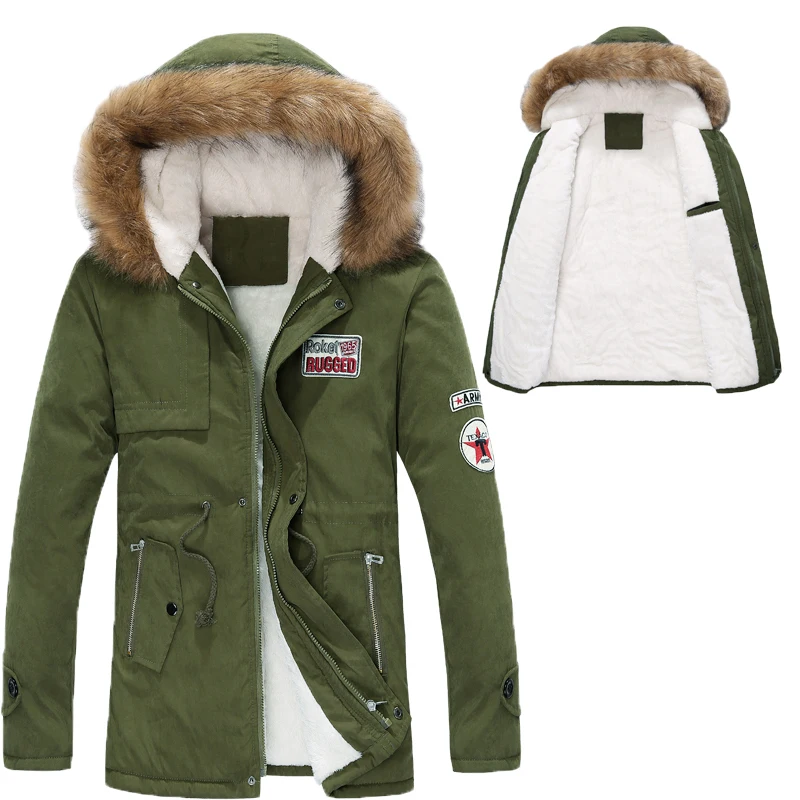 Мужская зимняя куртка с капюшоном Толстая теплая бархатная парка на зиму