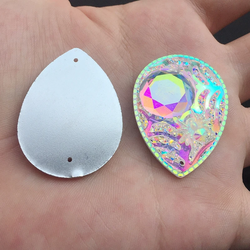 Новое поступление 30*40 мм капли воды Белый AB Кристалл стразы с плоской задней