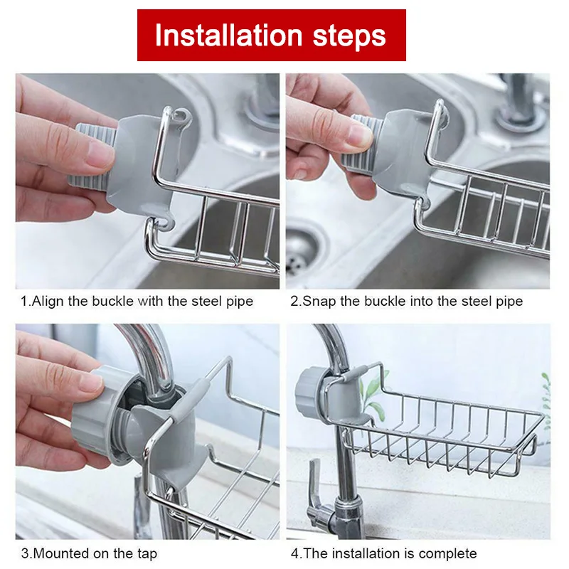

Kitchen Stainless Steel Faucet Storage Racks Adjustable Sink Rag Sponge Draining Rack Kitchen Bathroom Soap Storage Holder Shelf