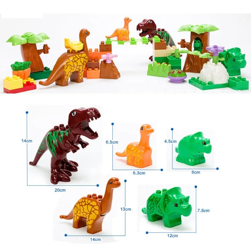 

JOYLOVE Jurassic Dinosaur Large Particle Building Block Big Size Dinosaur Brick Toy T-REX Triceratops Block Compatible