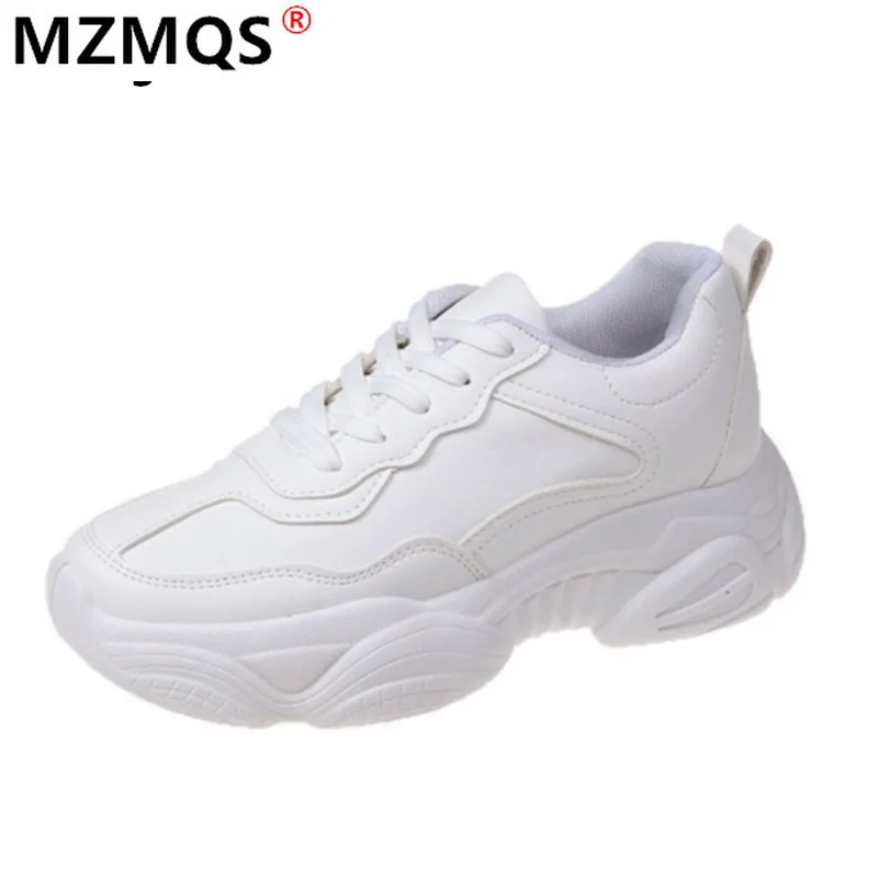 

Women's Sneakers 2021 Fashion Outdoor Comfortable Lace-up Women's Vulcanized Shoes Pu Leather Platform Casual Little White Shoes
