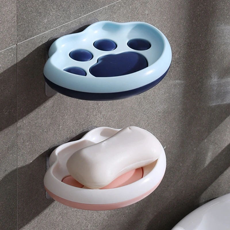 

G5GB Cute Cat's Claw Soap Box Soap Plate Box Drain Shelf Case for Bathroom Kitchen Soap Savers Case Container Non-drilled