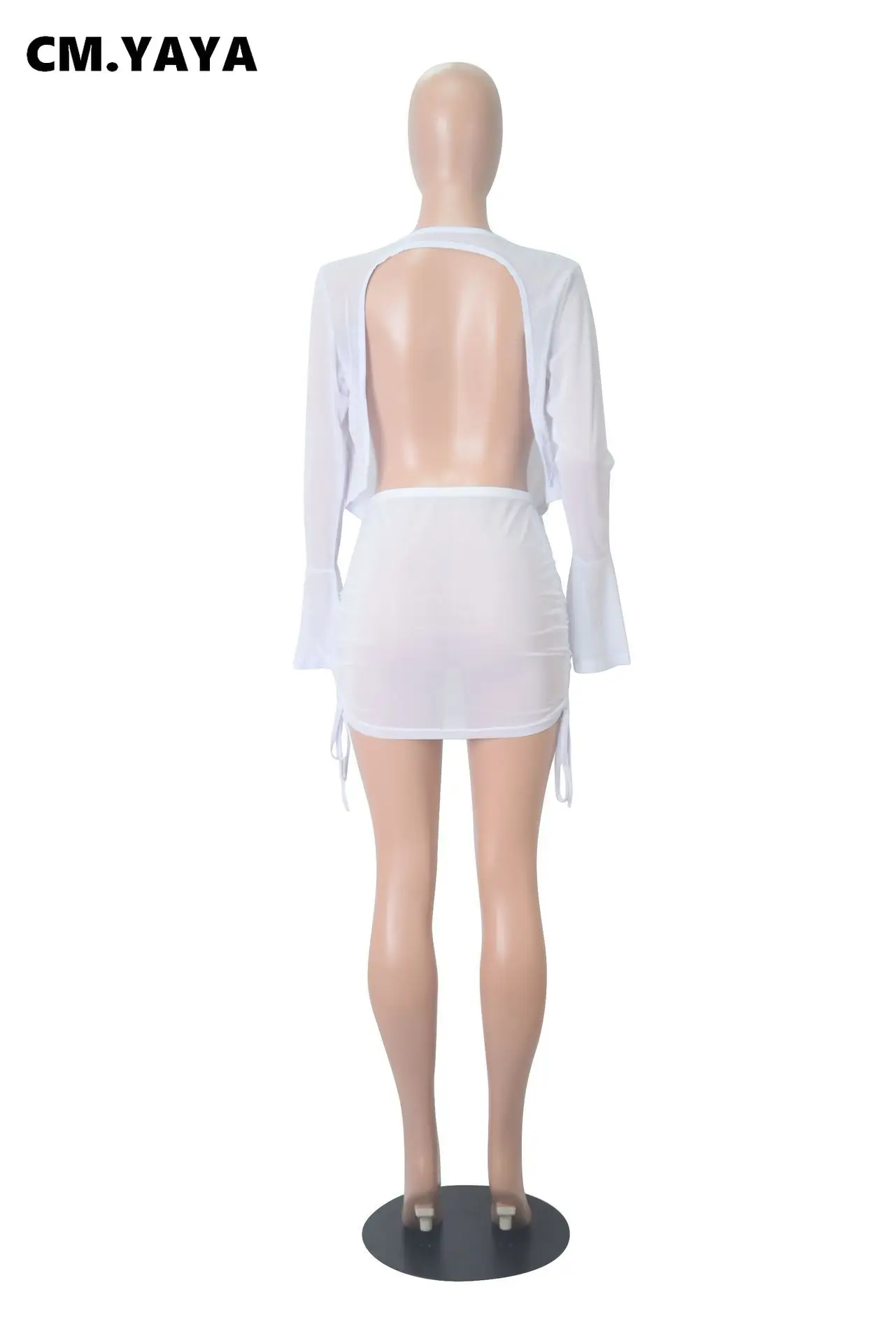 Женский комплект из 2 предметов CM.YAYA однотонный сетчатый прозрачный топ с