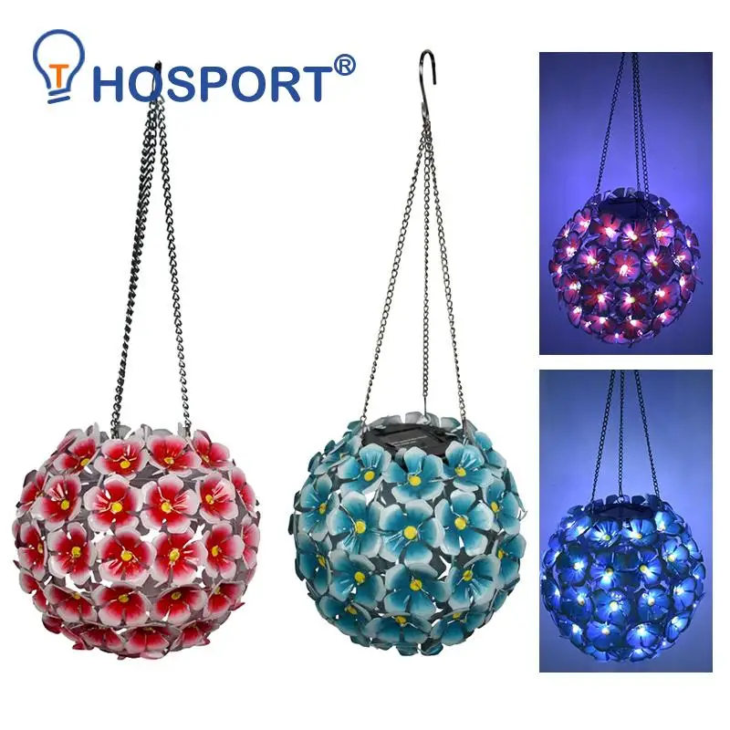 

LED Solar Hydrangea Ball Light Wrought Iron Flower Lantern Projection Hanging Lamps Outdoor Yard Art Ornaments Garden Decoration