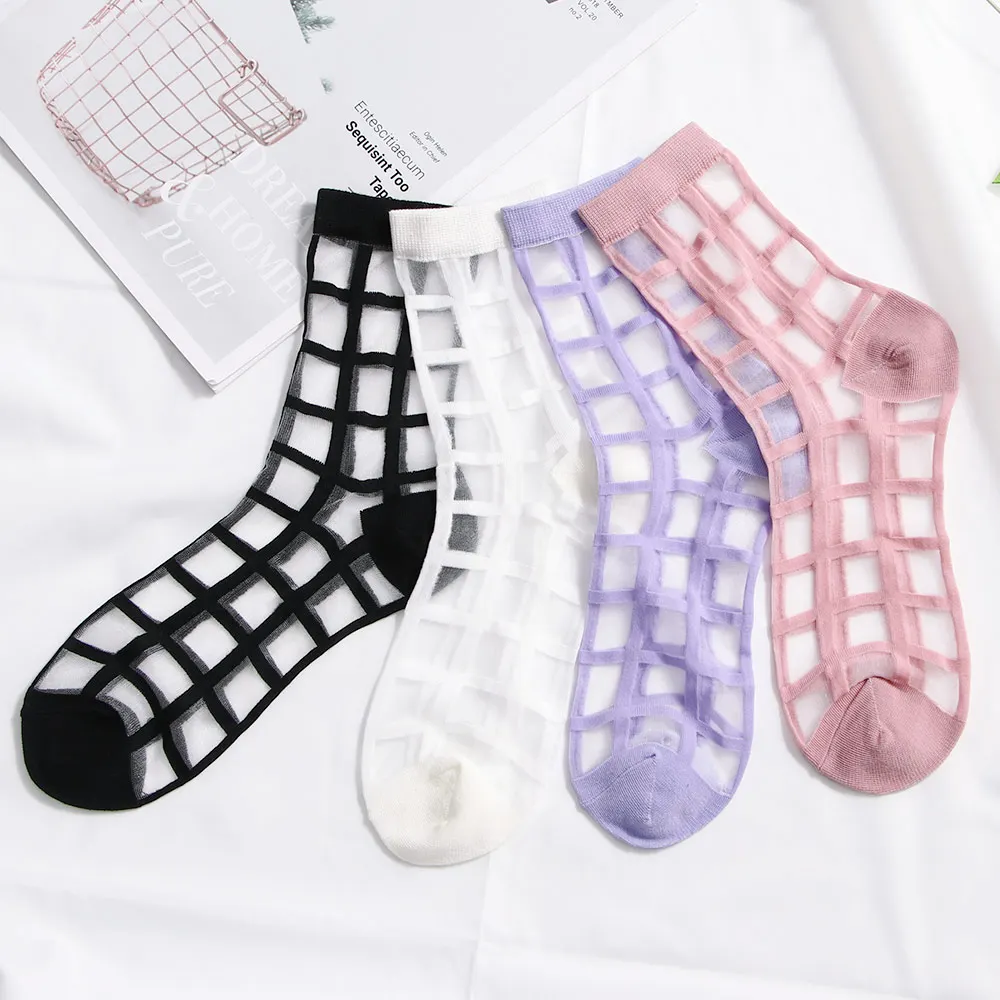 Новые женские летние носки Модные прозрачные из стекловолокна ультратонкие