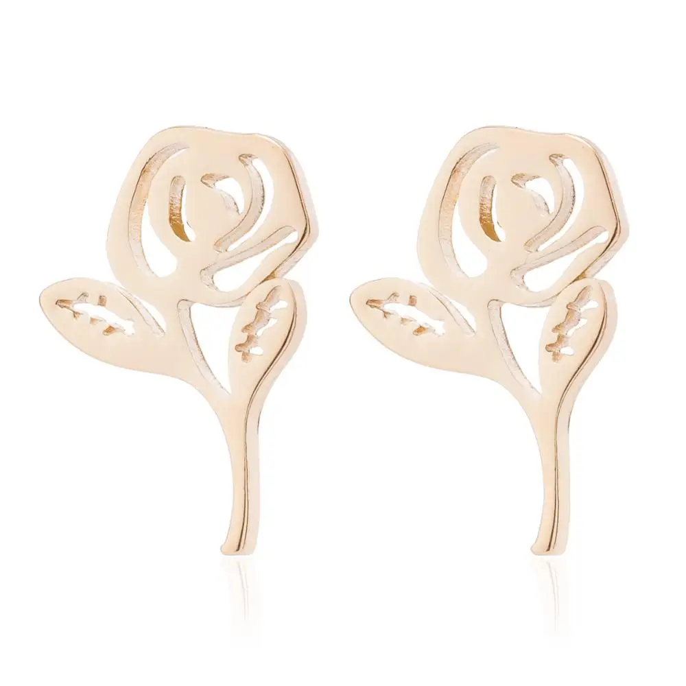 Женские серьги гвоздики с цветком FENGLI из розового золота ювелирные изделия для