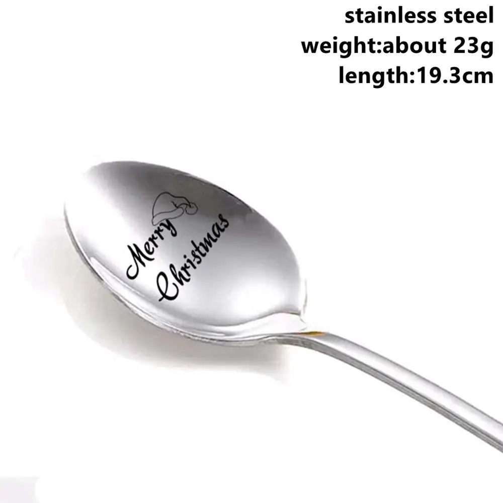 Xmas Spoons 1 Taoup сталь Merry рождественские ложки одноразовая посуда для вечеринки рождественские подарки Подарки Рождественский Декор для дома Noel Новогодний подарок - Цвет: Xmas Spoons 1
