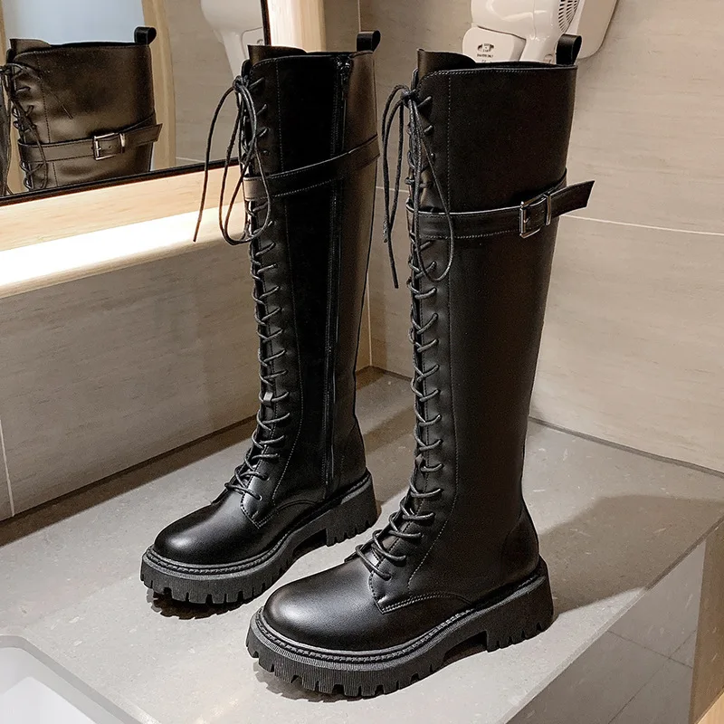 Sexy High Boots Knee-high Pu Boots Platform Bootas for Women Fashion Shoes 2021 Autumn Winter Booties Bottes Hautes Femme