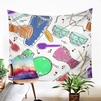 fabric wall hanging beauteous tepestry colourful musical instruments pattern gobelin macrame panel wall blanket