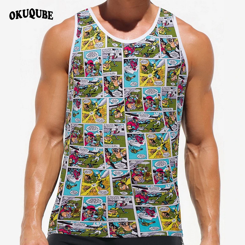 Мужская пляжная майка с принтом быстросохнущая сексуальная одежда спортивная