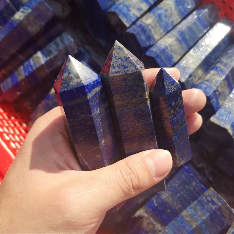 Натуральный кристалл лазурит шестигранная колонна кристальная точка