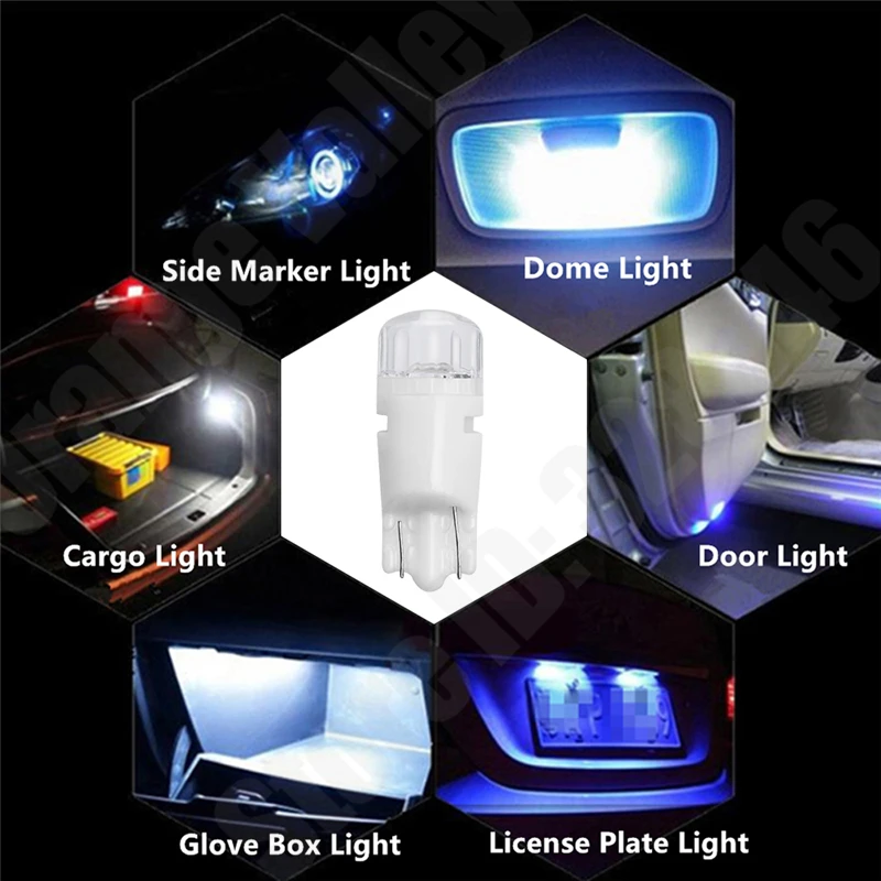 

100Pcs T10 W5W 2 LED 194 168 Car Ceramic Interior Lights Wedge parking lights Bulbs for Cars Plate Light Auto Lamp DC 12V