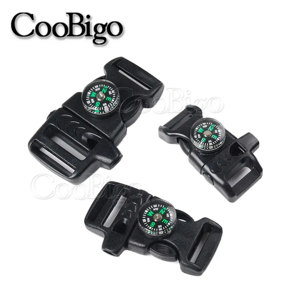50pcs Emergency Survival with Compass Whistle Buckle for Outdoor Camp Paracord Bracelet Backpack Strap Bag Accessories