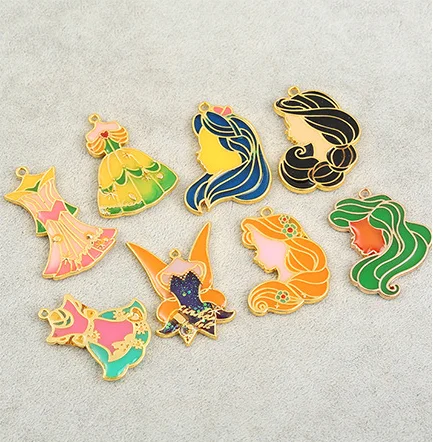 5 шт./лот подвеска в металлической оправе с подвеской виде головы и платья