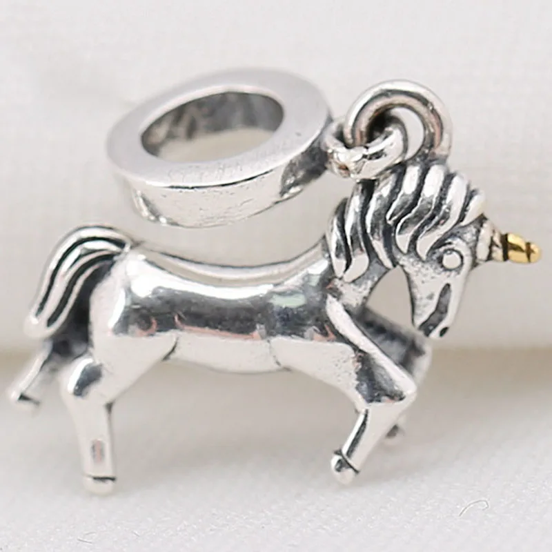 

2020 New 925 Sterling Silver Charm Unicorn Beast Pendant Fit Pandora Women Bracelet & Necklace Diy Jewelry