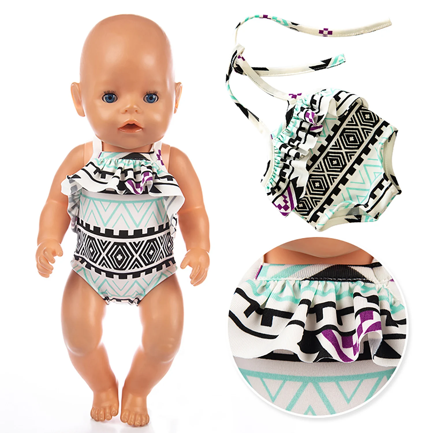Hot Sale Doll Clothes Born Baby Fit 18 inch 43cm Neck-hung swimsuit suit For Acessories Birthday Gift | Игрушки и хобби