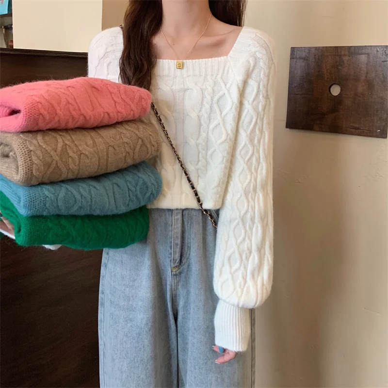 

Wear 2021 New Sweater Outside in Early Autumn and Winter, Female Design Sense, Minority Korean Loose Lazy Style Knitted Top,