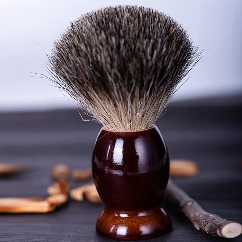Щетка для бритья из чистого барсука мужчин деревянная двойная безопасная прямая