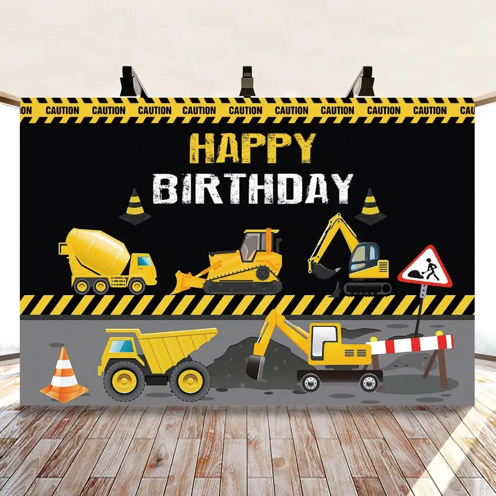 

Construction Theme Birthday Party Photography Backdrop Dump Truck Birthday Background Cake Table Boy Birthday Decorations