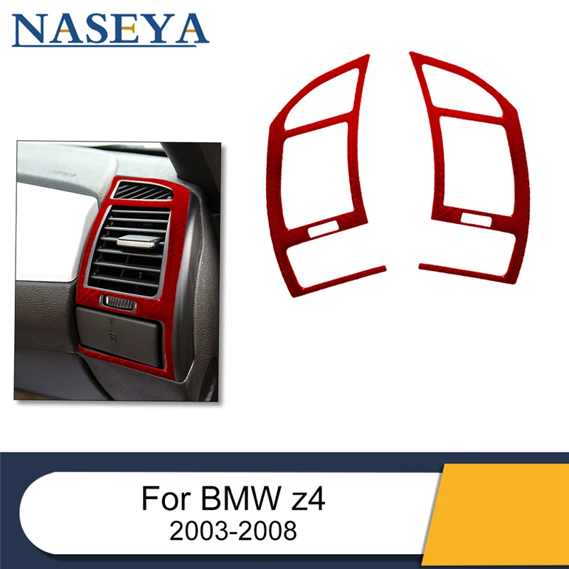 

2Pcs/set For BMW Z4 2003-2008 Car Left and Right Air Outlets Car Accessories Carbon Fiber Cover Trim Red Decorative Sticker
