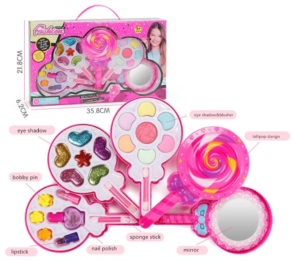 Детский набор игрушек для макияжа ролевые игры принцесса розовый макияж