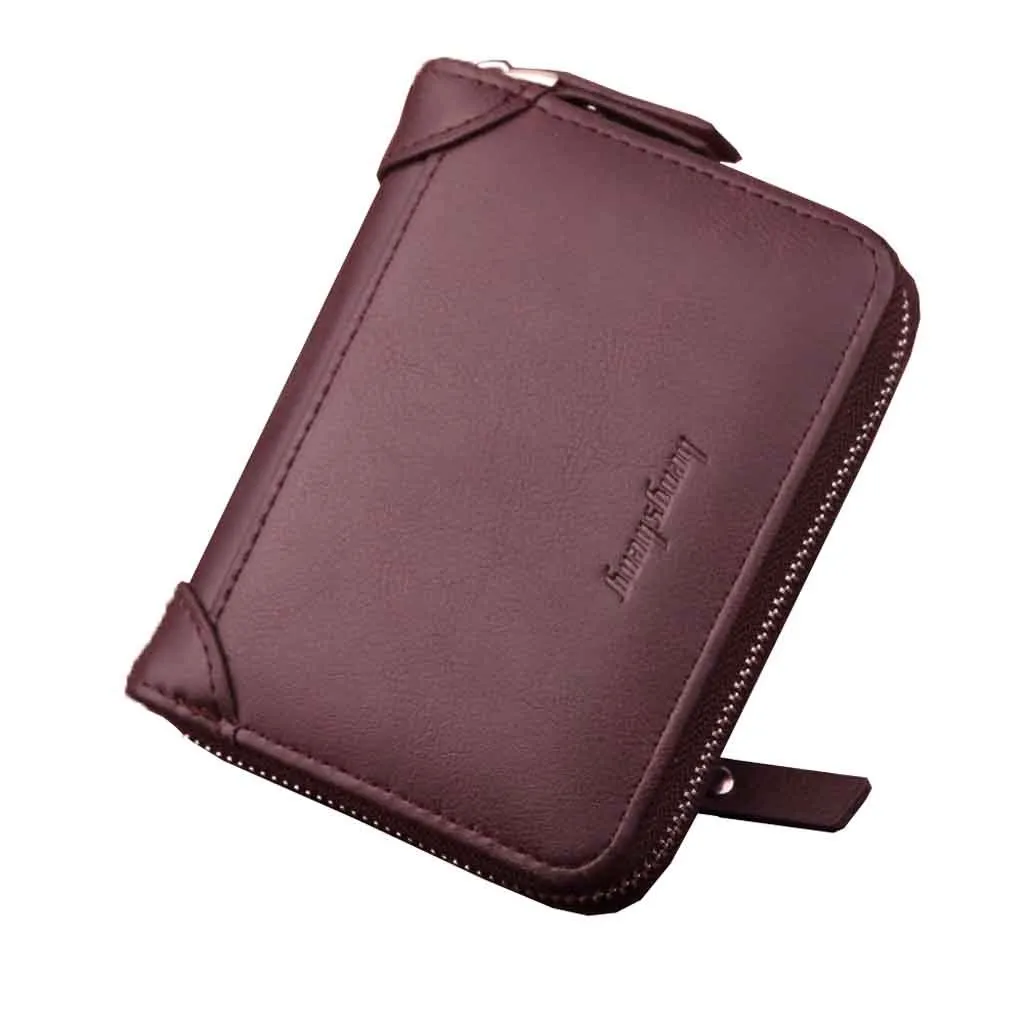 Классические черные кожаные кошельки в стиле ретро мужской однотонный