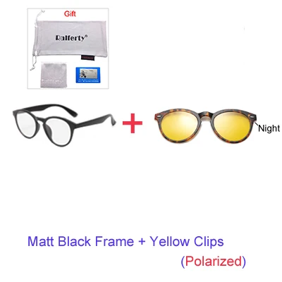 1Frame 1 Yellow Clip Два Oclock 5 в 1, магнитные солнцезащитные очки, женские, поляризационные, на застежке, очки для мужчин, Круглые, по рецепту, оптические очки для близорукости, оправы A2205 - Цвет линз: 1Frame 1 Yellow Clip