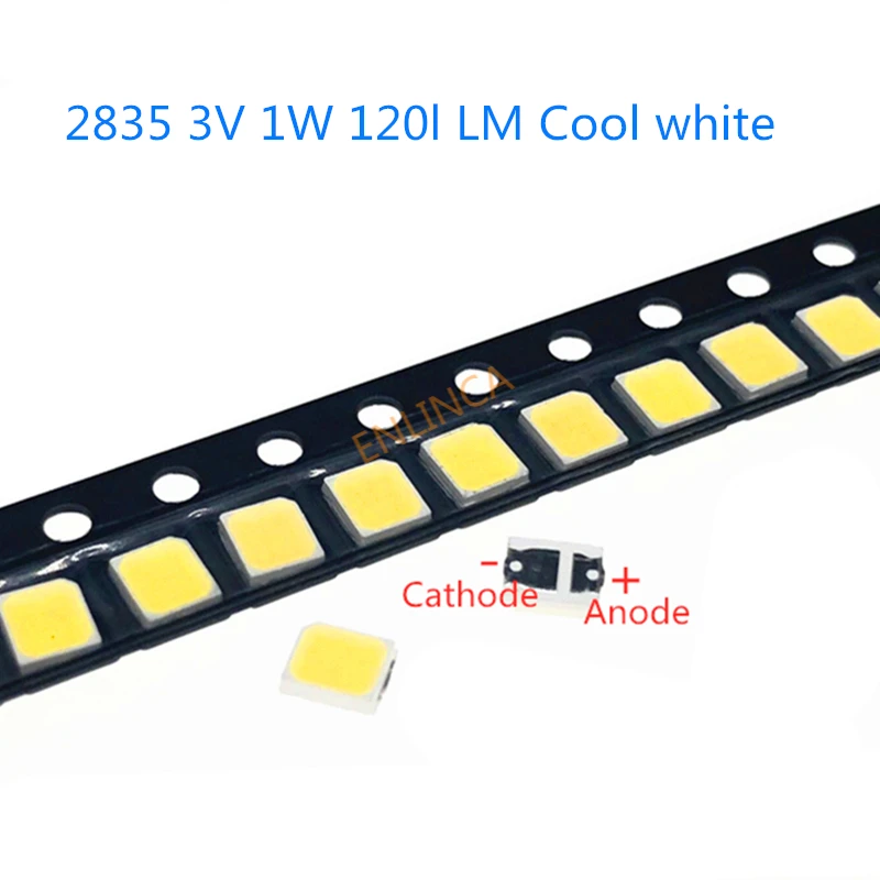 50-1000 шт. светодиодный чип SMD 2835 3000 лм 1 Вт 3 в 4000 к 6000 К 9500 | Электронные компоненты и