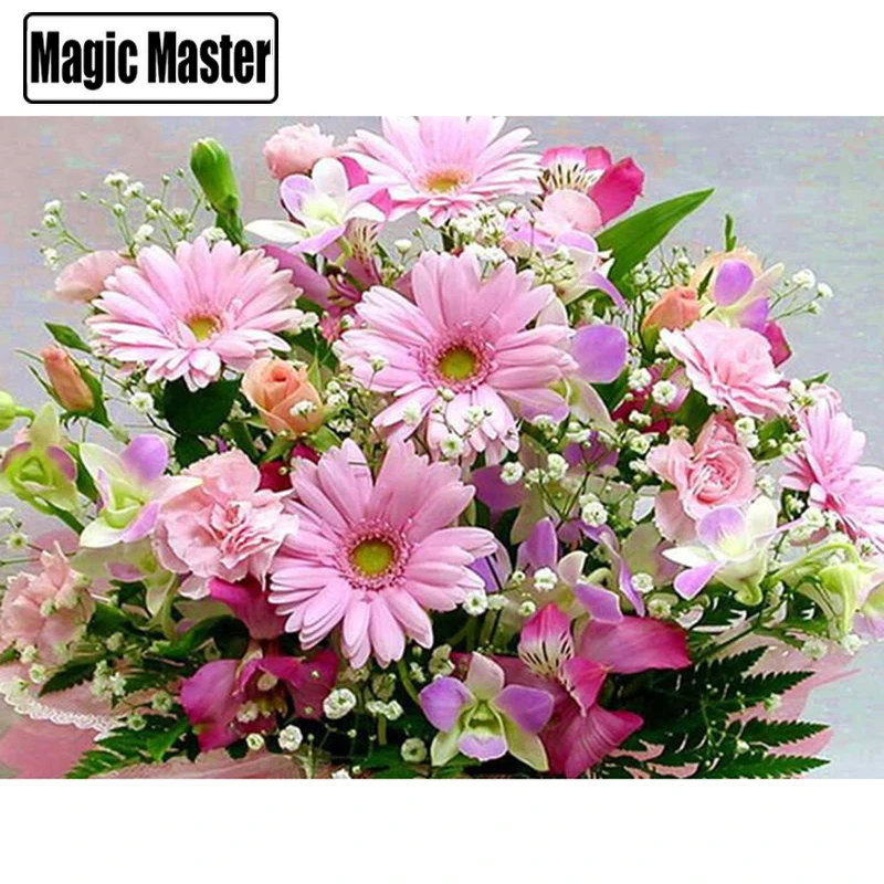 Полная квадратная алмазная живопись цветы картина Стразы Вышивка бисером Дейзи