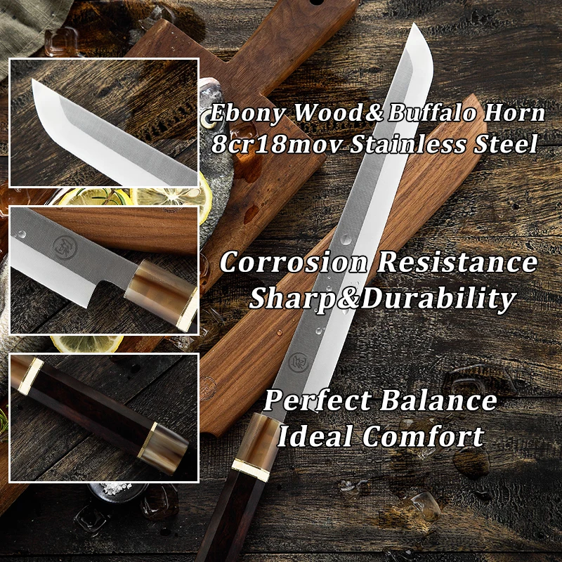 Японский кухонный нож Grandsharp премиум класса поварской сакимару сталь 8cr18mov для