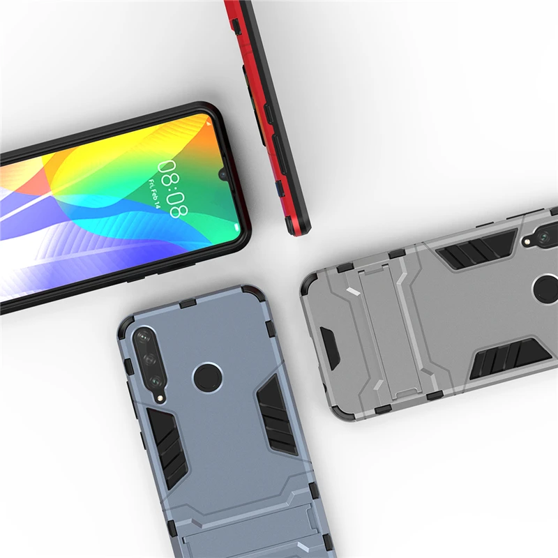 for cover huawei y6p case bumper hybrid stand silicone shockproof armor phone case for huawei y6p cover for huawei y6p 6 3 inch free global shipping