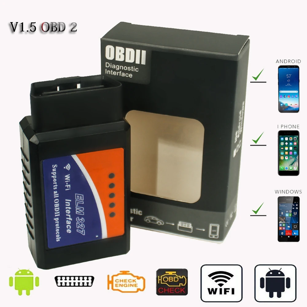 Wifi ELM327 OBD2 V1.5 Диагностический считыватель кодов двигателя для Skoda Octavia 2 3/Octavia A2 A5 A7