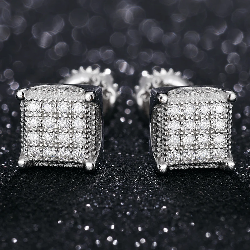 

D Color Moissanite Earrings For Women Jewelry Silver 925 Exquisite Square Earring Jewelry 2022